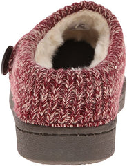 Clarks Burgundy Knitted Slip On Rounded Toe Furry Collar Spring Clog Mules