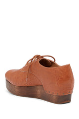 Kelsi Dagger Brooklyn Tan Lace Up Platform Wedge Derby Shoes