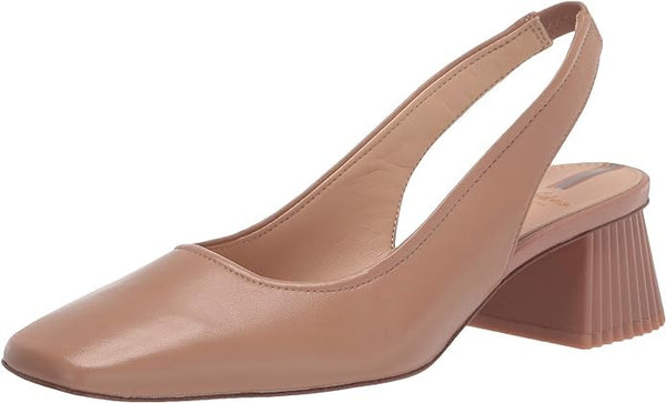 Sam Edelman Toren Maple Nude Leather Squared Toe Slip On Slingback Dress Pumps