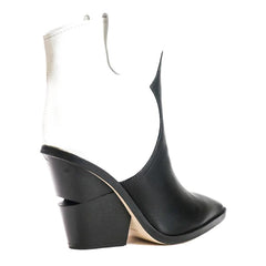 Cecelia New York KIMBAL Boots Black White Pointed Western Cowboy Ankle Booties