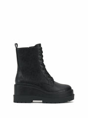 Jessica Simpson Imelda Black Rounded Toe Side Zip Lace Up Combat Platform Boots