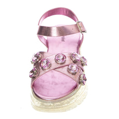 Jeffrey Campbell Diaries Strap Platform Sandal Pink Rhinestone Clear Platform