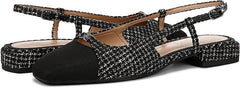 Sam Edelman Kara2 Black Boucle Multi Squared Toe Slingback Flats Sandals Loafers