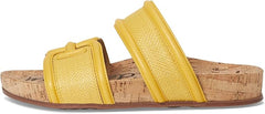 Sam Edelman Rowan Sunflower Leather Double Strap Open Toe Flat Slides Sandals