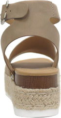 Soda Topic Dark Natural Espadrille Ankle Strap Studded Open Toe Platform Sandals