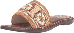 Sam Edelman Gracey Natural Multi Rounded Open Toe Woven Slip On Flats Sandals