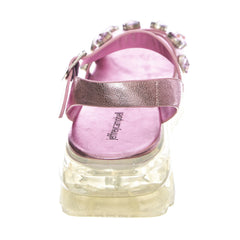 Jeffrey Campbell Diaries Strap Platform Sandal Pink Rhinestone Clear Platform