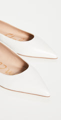 Sam Edelman Stacey White Leather Slip On Pointed Toe Ballet Flats Shoes