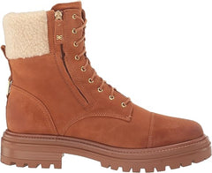 Sam Edelman Aleia Saddle/Natural Rounded Toe Lug Sole Lace Up Combat Ankle Boots