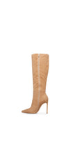 Steve Madden Izetta Taupe Suede Pull On Pointed Toe Knee High Dress Boot