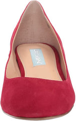 Betsey Johnson Frida Ballet Flat Red Suede Round Toe Block Rhinestone Heel Pump