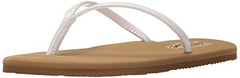 Flojos Fiesta White/Tan Slip On Slide Thong Flat Flip Flops Sandals