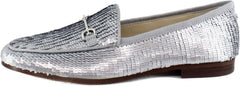 Sam Edelman Loraine Matte Silver Sequin Chain Detailed Slip On Flat Vamp Loafers