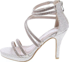Top Moda Inna-1 Champagne Sandals High Heel Ankle Strap Open Toe Sandals
