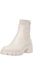 Steve Madden Hayle Bone Chunky Lug Heel Pull On Rounded Toe Fashion Ankle Boots