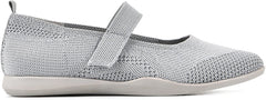 Cliffs by White Mountain Playful Lt Grey/Knit/Fab Mary Jane Style Slip On Flats