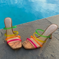 Jessica Simpson Oniela Slide Sandals Straps PINK COMBO Open Toe Mule Sandal