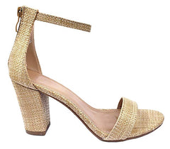 Top Moda Women's HAnnah-1 Ankle Strap High Heel Sandal, Raffia Natural