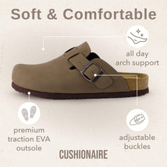 CUSHIONAIRE Hana Womens Clogs Comfortable Vegan Suede Clogs for Women