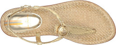 Sam Edelman Gigi Gold Signet Ankle Strap Open Toe Embellished Thong Flat Sandal