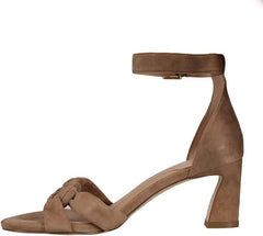 Cole Haan Adella Braid Light Whiskey Suede Ankle Strap Block Heeled Sandals