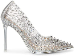Steve Madden Various Clear Sexy Stiletto Rhinestone Embellished Spike Pumps