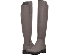 Nine West Tread2 Charcoal Suede Zip Closure Leather Over The Knee Dress Boots