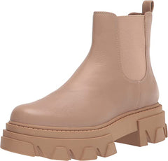 Sam Edelman Daelyn Sesame Chunky Heel Rounded Toe Pull On Combat Ankle Boots