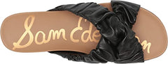 Sam Edelman Aliana Black Leather Slip-On Wedge Cushioned Footbed Slide Sandals
