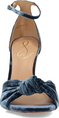 Sam Edelman Lucia Sapphire Square Toe Bow Strap Buckle Ankle Fluted Heel Sandals