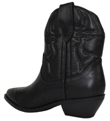 Soda Rigging-S Black Pull On Pointed Close Toe Cowgirl Western Heeled Ankle Boot