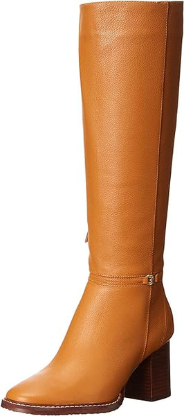 Sam Edelman Elsy Caramel Se Rounded Toe Stacked Block Heeled Knee High Boots