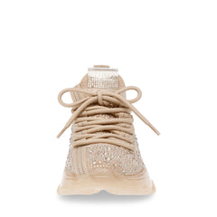 Steve Madden Maxima Blush Multi Rhinestone Lace Up Mid Top Boyfriend Sneakers