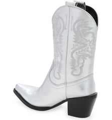Jeffrey Campbell RANCHER-MD Mid-shaft embroidered  western boot WHITE WHITE