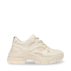 Steve Madden Bolt Beige Fashion Lace Up Rounded Closed Toe Platform Sneakers