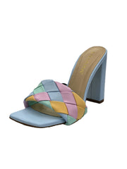 Luxemoda Worth The Wait Multi Open Square Toe Slip-ON Chunky Heeled Mule Pump Sandals