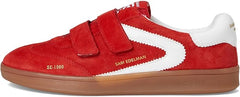 Sam Edelman Talia Red Coral Leather Rounded Toe Low Top Lace Up Flat Sneakers