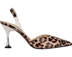 Nine West Heat 3 Leopard Pointed Closed Toe Traslucent Detailed Heeled Sandal
