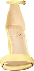Sam Edelman Yaro Butter Yellow Block Heel Ankle Strap Open Toe Heeled Sandals