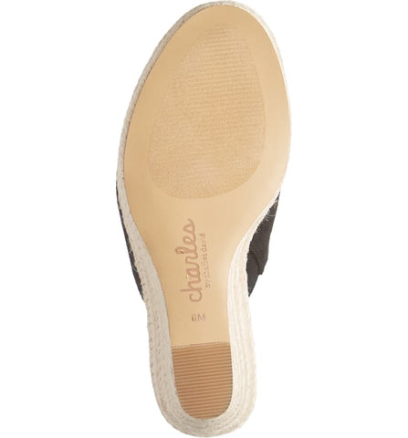 Charles David Lawrence Black High Platform Open Toe Espadrille Wedge Sandals