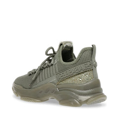 Steve Madden Women's Maxima Sneaker Olive Multi Lace Up Platform Sneakers