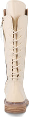 Sam Edelman Franka Ivory Rounded Toe Stacked Heel Knee High Leather Boots