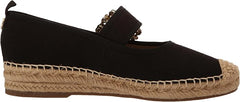 Sam Edelman Maddy Black Linen Cap Toe Mary Jane Espadrille Ballet Flats