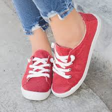Forever Link Women's Comfort-01 Red Classic Slip-On Comfort Fashion Sneakers