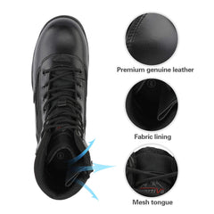 NORTIV 8 Men's Military Work Boots Side Zipper Leather Motorcycle Combat Boots 7.5