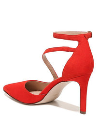 Naturalizer Abilyn Retro Poppy Suede Ankle Strap Pointed Toe Stiletto Heel Pumps