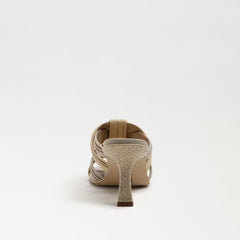 Sam Edelman Karsten Ivory Leather Squared Toe Kitten Heel Strappy Fashion Mules