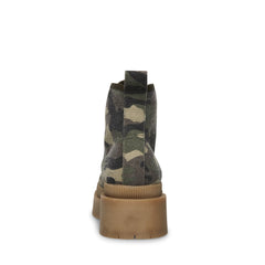 Steve Madden Sabri Lace-Up Chunky Heeled Platform Combat Ankle Boots CAMO CANVAS