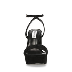 Steve Madden Lessa Black Suede Open Rounded Toe Platform Ankle Strap Sandal