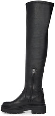 Steve Madden Industry Black Pull On Rounded Close Toe Over The Knee Fashion Boot